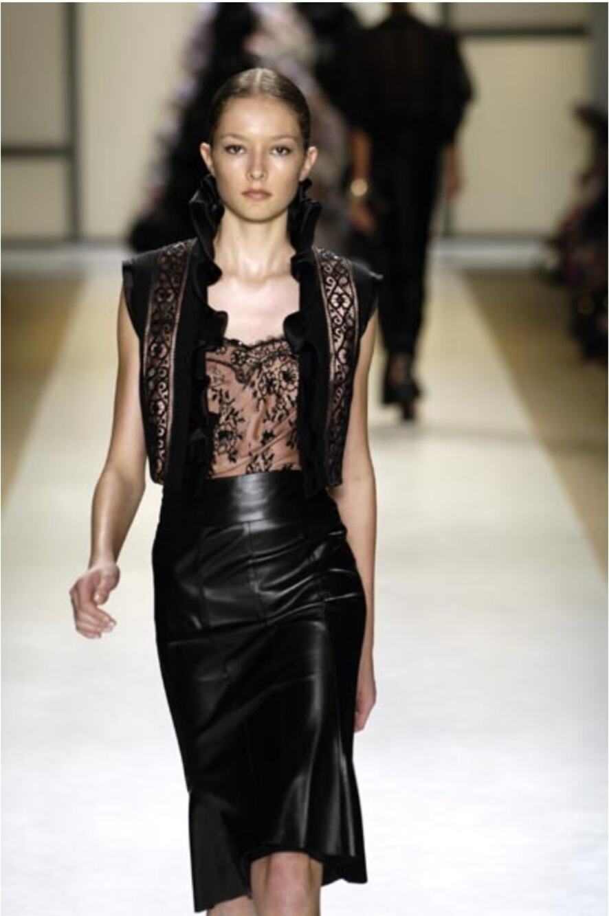 SS 2006 RUNWAY Carlos Miele RTW Black Lace Ruffle Collar Vest SZ36